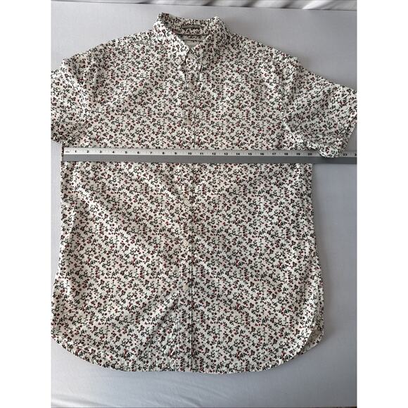 Denim Flower Ricky Singh Men’s Fitted M Preppy Floral Short Sleeve Shirt Resort - Picture 9 of 11